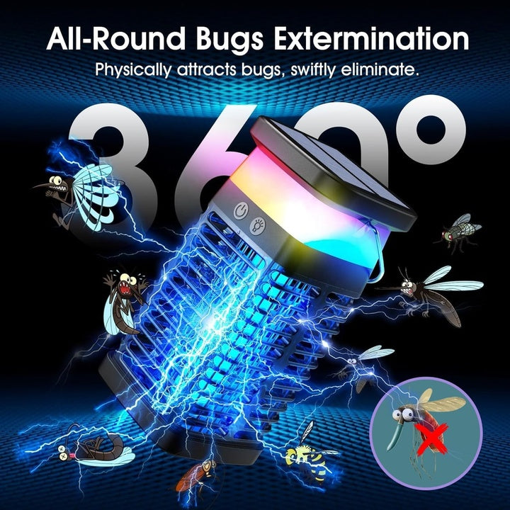 Rechargeable Solar-Powered Bug Zapper New Indoor Outdoor Waterproof IP44 Plastic Mosquito-Killing Lighting Fly Pest Function