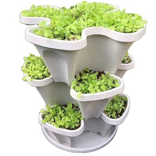 Garden Stackable Plastic Hydroponic Tower Planter Strawberry Flower Pot