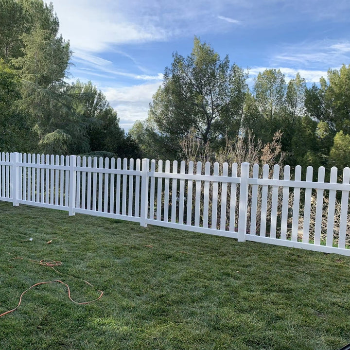 PVC Fence in White 4 ft High Vinyl Picket Fence, Decorative Garden Picket Fencing Panels, Plastic PVC Gardening Fences