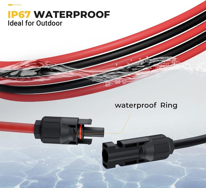 Solar Panel Cable PV Connector Wire 2.5mm2 4mm2 6mm2 With Connector Black 10 AWG Solar Extension Cable