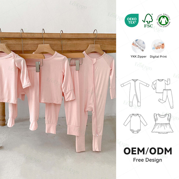 Customized logo Engepapa Bamboo Newborn Baby Clothes Zipper Pajamas Tencel Modal Baby Clothing Set Lyocell Sleepers Baby Rompers