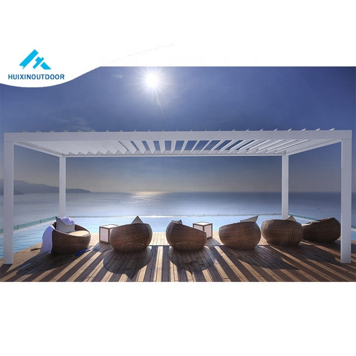 Manual Exterior Terrace Awning Pavilion Aluminum Canopy Panel Louvre Kit Gazebos Waterproof System Outdoor Cover Part Pergola