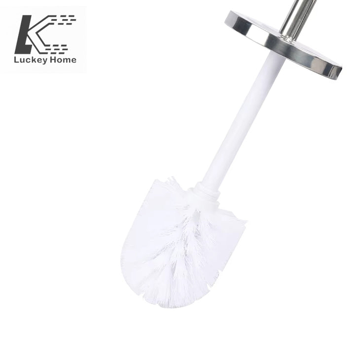 Heavy-Duty Stiff Bristle Toilet Brush - Stainless Steel Handle with Metal Cover for Bathroom