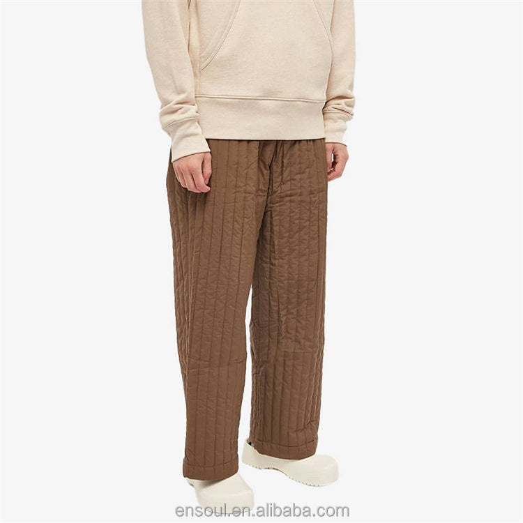 OEM high quality custom logo straight polyester brown casual pants for men