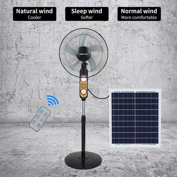 Portable Mini USB Solar Floor Electric Fan Solar Foldable Remote Control Rechargeable Fan