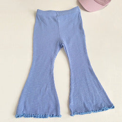 Wholesale summer pit cotton bell-bottom kids pant wide leg fashion girls pants