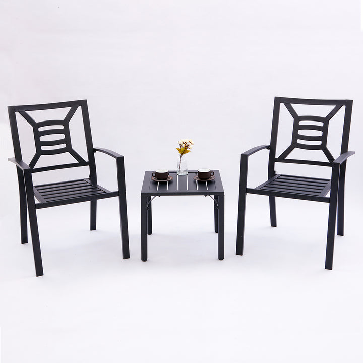 Outdoor Furniture Detachable Table Camping Chair With Patio Umbrella Heavy Duty Iron Coffee Table and Chairs Set