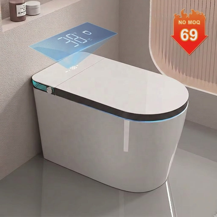 Floor Mounted Wc Intelligent Toilet Automatic Operation Flush Bon Cau Thong Minh Auto Open Sensor One Piece Smart Bidet Toilet