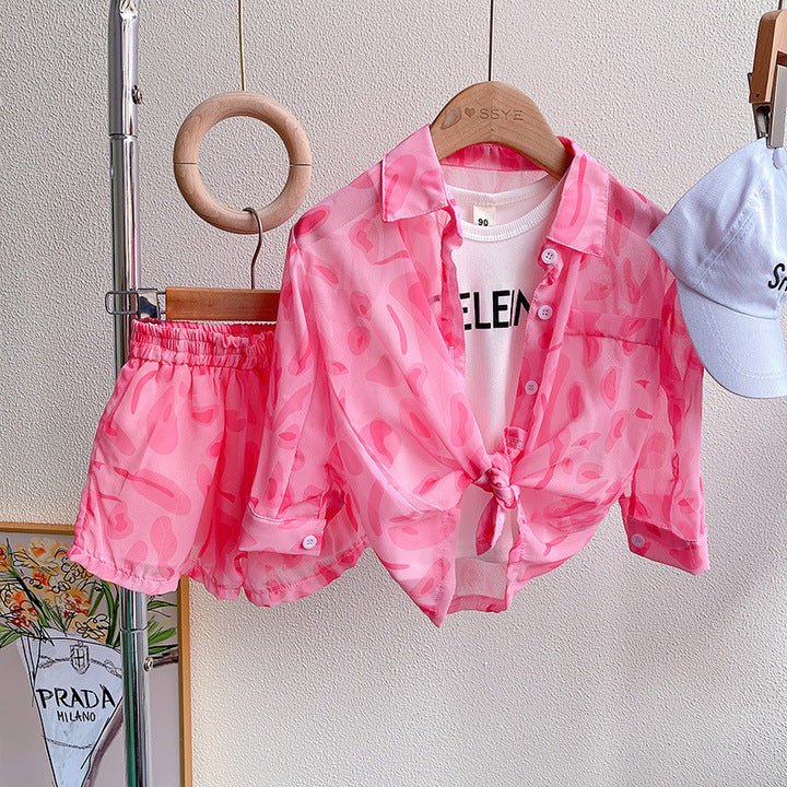 New Fashion Casual Kids Clothing Suit Sun Protection Jacket + Shorts Two-Piece Set for Children Thin Style