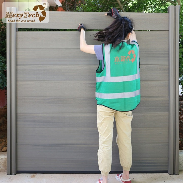 Mexytech Composite Fence Panel Fencing Wpc Garden Wood UV Protected Outdoor Metal Aluminum Contemporary Elegant Hotels REACH