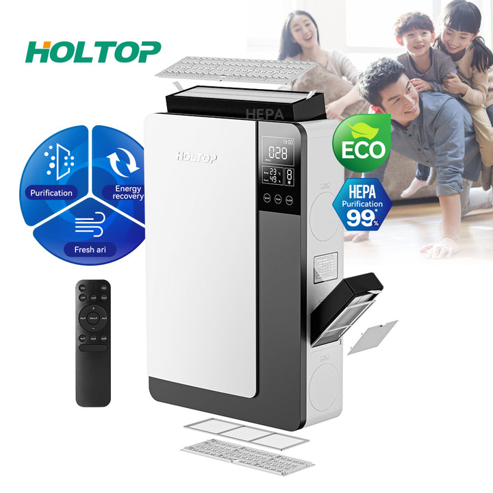Holtop Recovery Ventilation System Enthalpy Heat Exchange Core Ductless Wall Mounting Erv Wifi Control Home Erv System