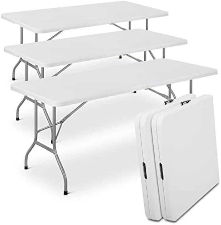 Customized Cheap Portable Outdoor Folding Table /6/8ft White Plastic Foldable Garden Table Modern Design for Dining Events Party
