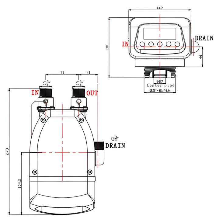 Jieyuan Automatic LCD Home Water Treatment System 0.5-3m3/H Water Softener with PLC & Gear 220V Voltage