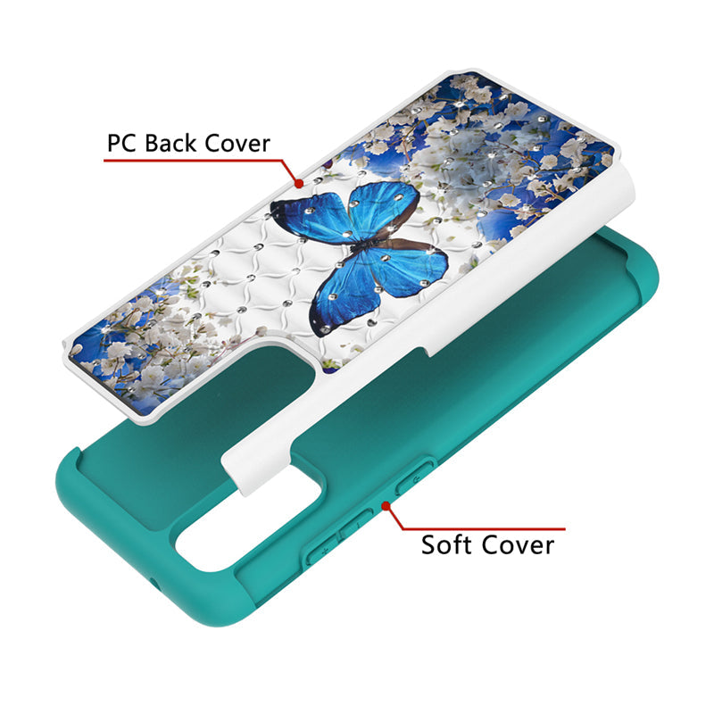 glitter diamond high quality tpu pc hybrid cute butterfly phone case for samsung galaxy s11e for alcatel for google pixel 4 xl