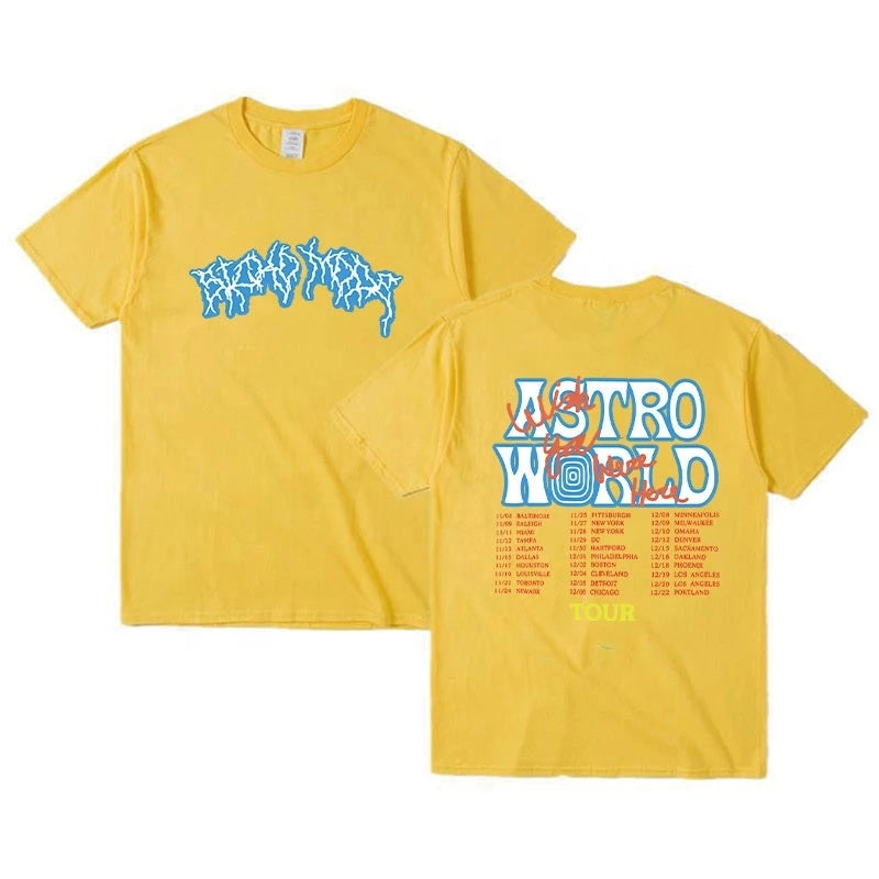 Custom graphic t shirt men vintage hiphop cotton streetwear Oversized tee tops cactus jack lightning Brown