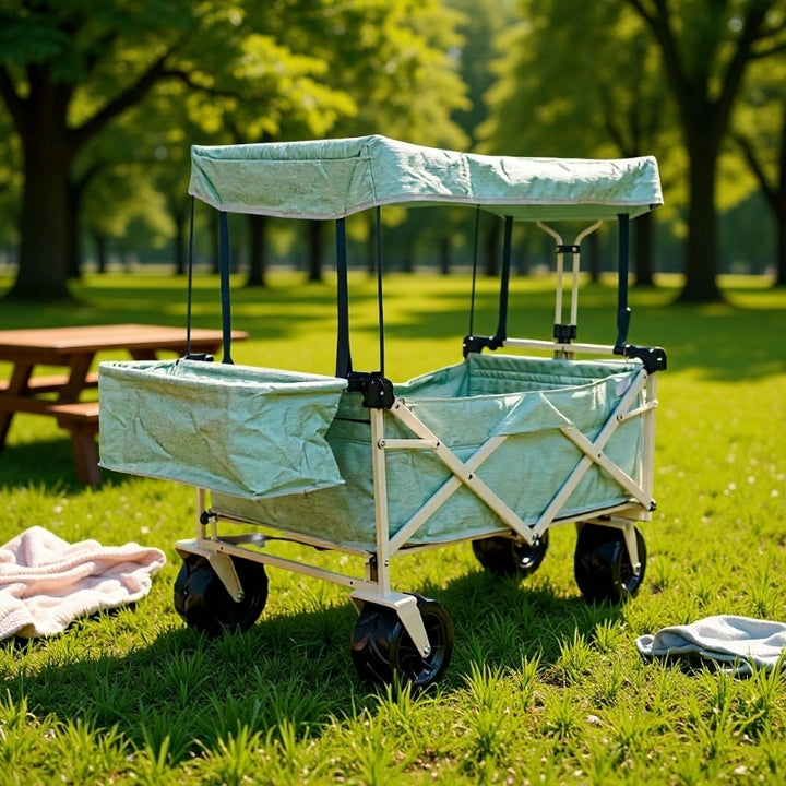 Outdoor Multipurpose Folding Wagon Cart Heavy Duty Collapsible Utility Material Easy-Fold Storage Wagon Hand Trolley Cart