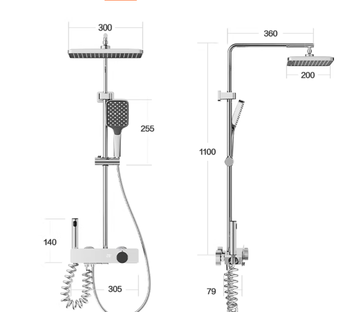 Multifunctional Rain Shower Set Mixer Bath & Shower Faucets Hot and Cold Water Bathroom Piano Shower Set