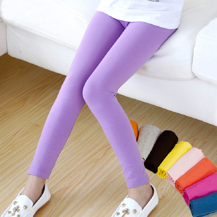 M1708 Fashion Candy Color Cropped trousers Girls Skinny Pants Soft Elastic Modal Cotton Kids Girl Leggings Pants