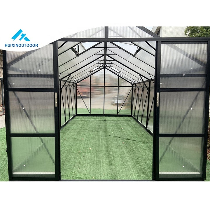 Factory Price Galvanized Steel Base Polycarbonate Garden Plant Aluminum Prefabricated Outdoor Backyard Tunnel Glass Greenhouse