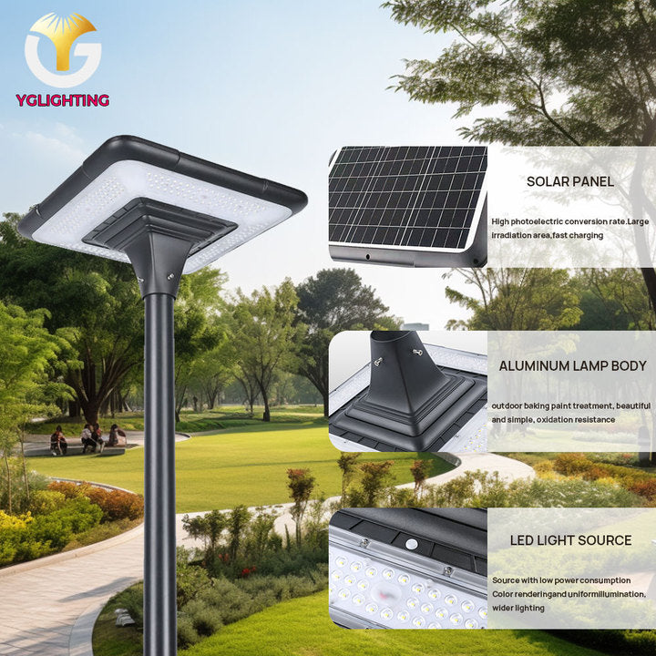 Outdoor LED Walkway Solar Garden Light Pole 50W LED Aluminum IP65 Waterproof Post Light for Villa Community Landscape Projects