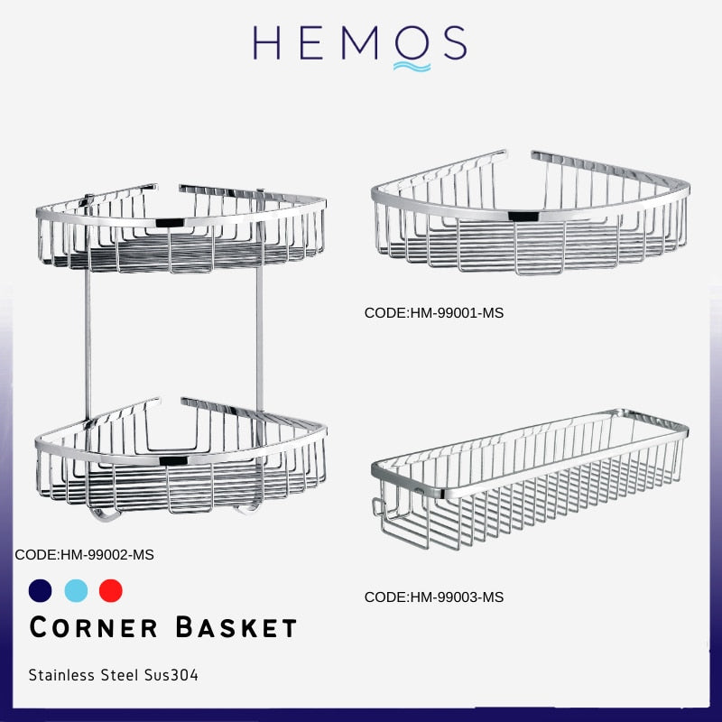 Hemos Bathroom Shelves Wall Mounted Shower Corner Storage Shelf Stanless Steel Basket  Multilayer Kitchen Organizer Rack