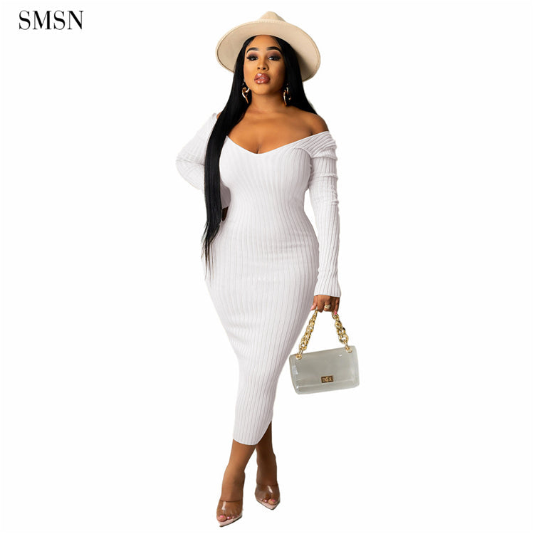 women elegant vintage long sleeve design women clothes v neck casual sweater dress bodycon elegant casual dresses