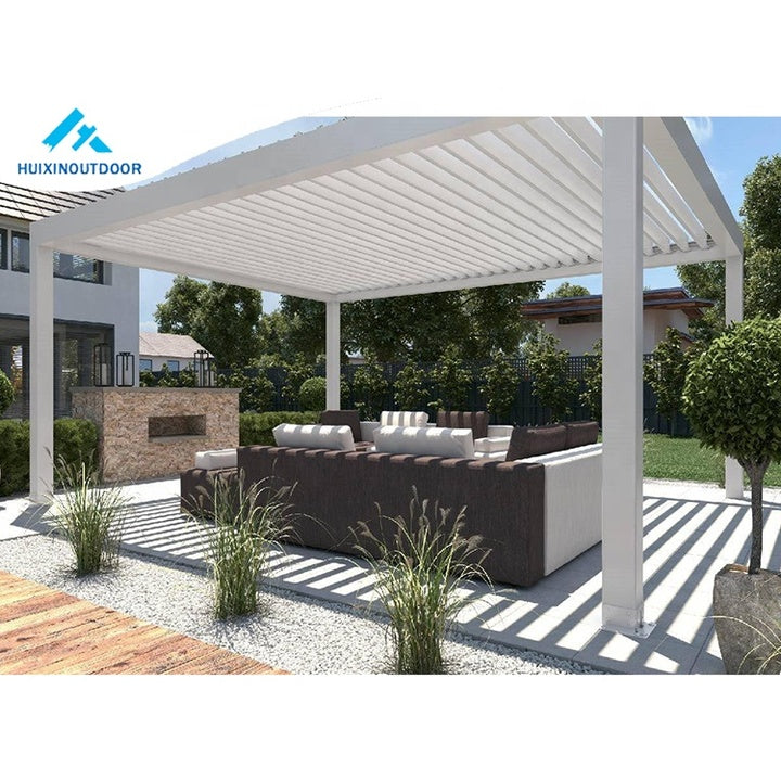 Bache Techo Giardino Side Aluminum Frame Pergula Backyard Patio Vinyl Motorised Modern Pergola Waterproof