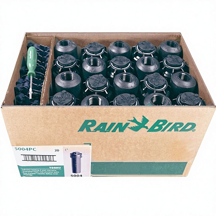 5000 Series Rotor Sprinkler Head 5004 PC Model Adjustable 40-360 Degree Part-Circle 4 Inch Pop-Up Brass Rain Bird Logo 25 50