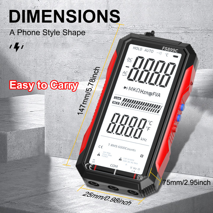 Super Full Screen Rechargeable 6000 Counts Auto-ranging Digital Professional Multimeter Easy to Read Easy to Operate