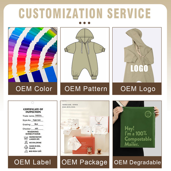 PETELULU Custom Sample Baby Hoodies Sweatshirt Cotton Rompers Winter Baby Clothes Zipper Children Hoodie Set