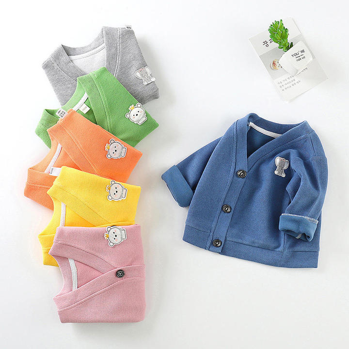 BW06 Newborn Infant Cotton Sweater Knit Long Sleeve Cardigan Casual Top for Boy or Girl V-Neck Autumn Winter Outwear