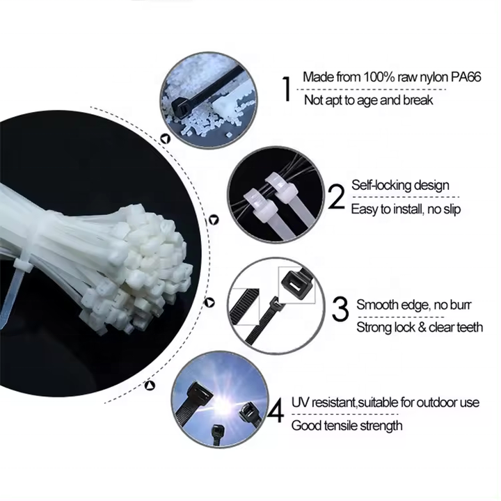 JAGASL Factory Wholesale High Strength Nylon Cable Ties Self-Locking Wire Zip Ties 5*380MM From China