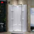 CKB Modern Straight Freestanding Tempered Glass Neo Angle Semi-Frameless Pivot Aluminum Shower Enclosure