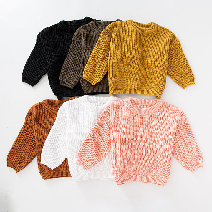 Wholesale Baby Pullovers Knitwear Winter Toddler Kids Clothes Chunky Knitted Boys Girls Baby Sweaters