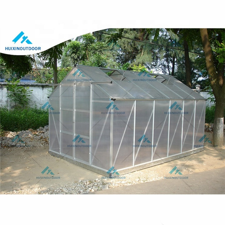 Modern Polycarbonate Green Houses Backyard Planting 6mm Green Metal Aluminum Garden Greenhouse