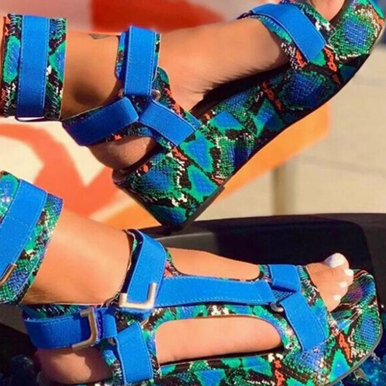 ins hot sale thick sole wedge design high heel sandals wholesale ladies shoes women heels