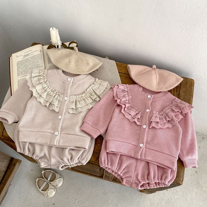 Engepapa Fall Newborn Waffle Long Sleeve Jumpsuit Infant Knit Romper Baby Girl Clothing Set Baby Girl Clothes