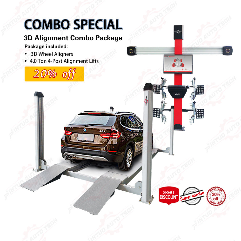 Jintuo hot sale car wheel aligner with 4 post car lift /price of hd camera 3d wheel alignment machine full set