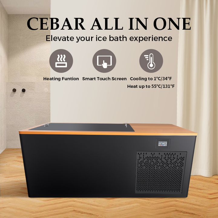 High End All in One Cold Plunge All Weather Use Cedar WIFI APP All Weather Built in Ice Bath Tub With Chiller Ice Plunge