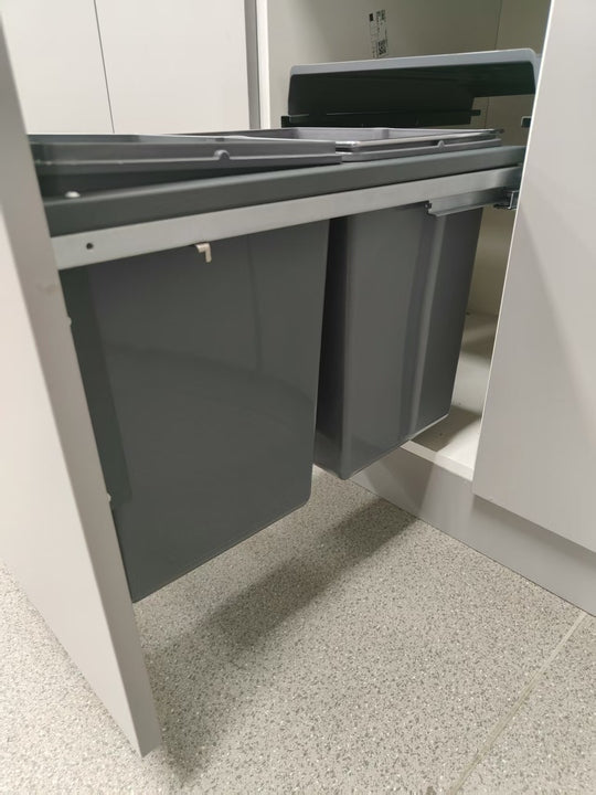 Modern Grey Color Plastic Pull Out Trash Can for Kitchen and Bathroom Small Storage Bucket Garbage Can