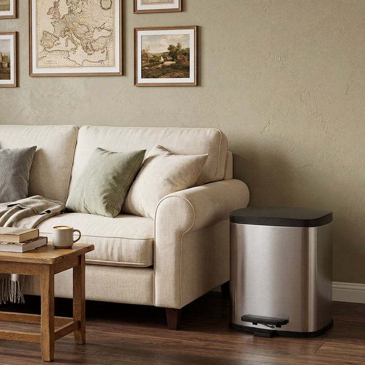 Rectangular Pedal Dustbin House Kitchen Metal Garbage Can Large Capacity 50L Trash Bin with Lid WBS139