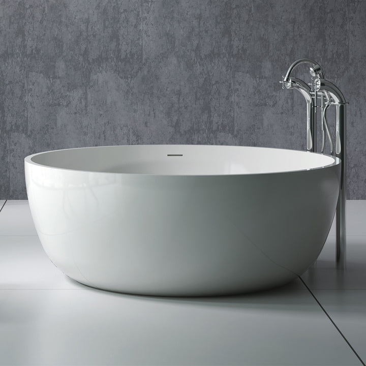 European Style Solid Surface Freestanding Bathtub with Overflow