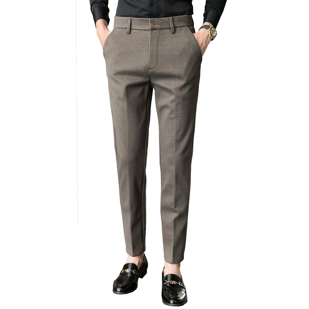 2021winter Casual Pants Men Slim Fit Business Dress Pants Ankle Length Streetwear Office Social Suit Trousers