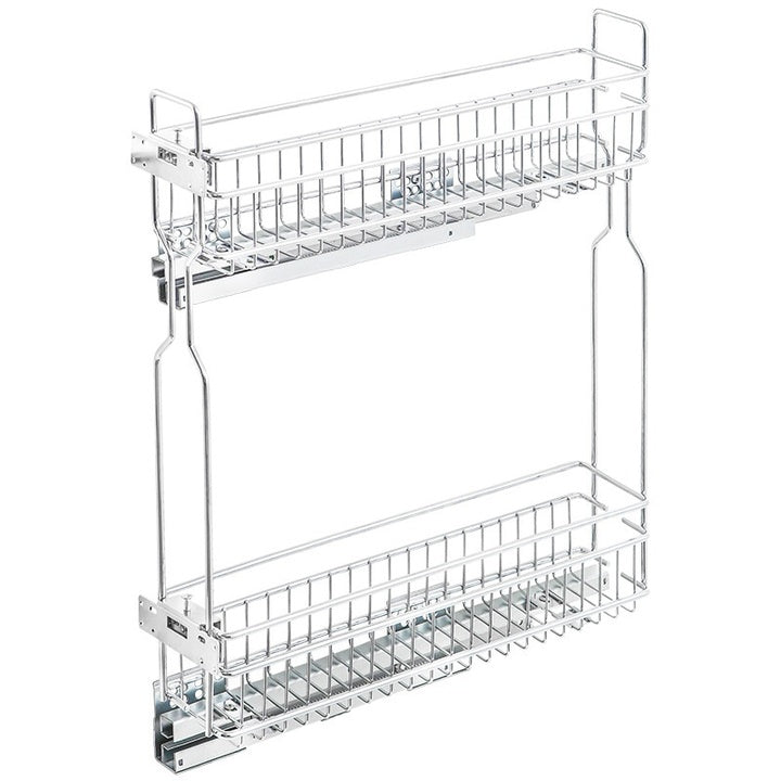 Kitchen Cabinet Drawer Side Pull Basket Base Cabinet Double Layer Pull Basket Storage Buffer Damping Slide Rail Seasoning Basket