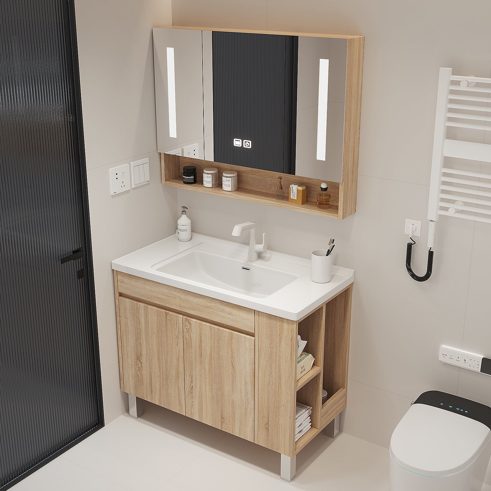 Factory Direct Supply  Vanity Bathroom Set with Sink and  Mirror Bathroom Cabinet Set
