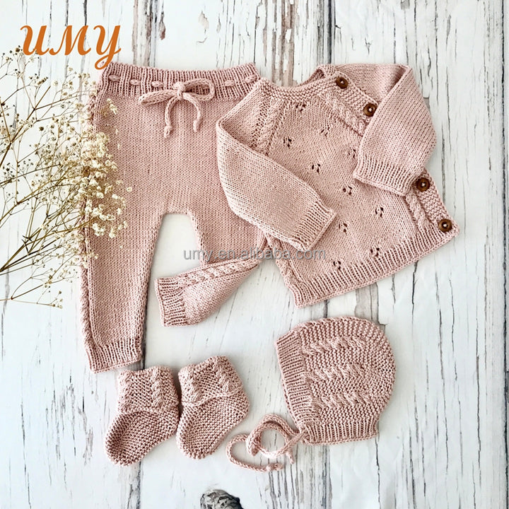 New Born Baby Rompers Caps Clothes Sets Newborn Girl Boy Knitted Jumpsuits Outfits Winter Long Sleeve Toddler Infant Overalls