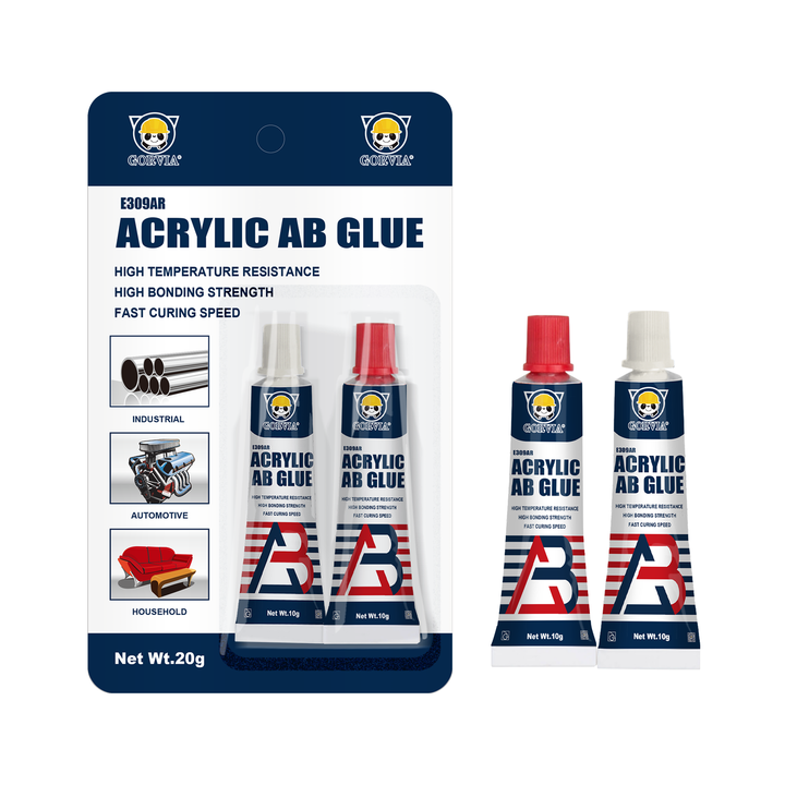 GORVIA Two Component 1:1 10g+10g Modified Acrylic AB Glue for Stainless Steel