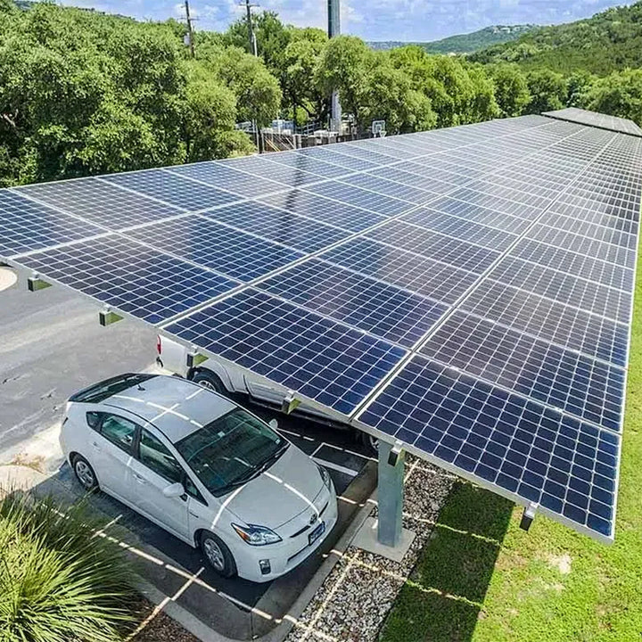 Easy Install Solar Carport Ground Mounting System Carbon Steel for Quick Solar Energy Setup High Wind Load