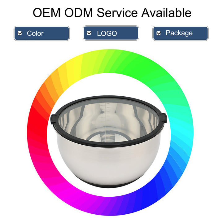 Custom Silicone SS Mixing Bowls Set Factory Multi-Size Lidded Dish with Non-Slip Base Transparent Cover & Color Grater Options