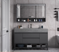 Modern Grey Bathroom Vanity Set with LED Mirror Storage and Seamless Washbasin Bathroom Vanity Lighting